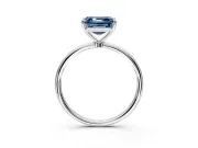 Solitaire Engagement Ring Setting for Fancy Blue Asscher Cut Center with Straight Thin Band and Prong Head in Platinum