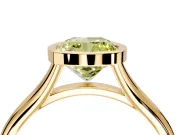 Solitaire Engagement Ring Setting for Fancy Yellow Cushion Cut Center with V Split Shank and Bezel Head in Yellow Gold