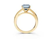 Solitaire Engagement Ring Setting for Fancy Blue Asscher Cut Center with Flat-Sided Plain Band and Prong Head in Yellow Gold