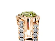 Halo Engagement Ring Setting for Fancy Yellow Heart-Shaped Center with Wide-Open Pave Split Shank and Prong Head in Rose Gold
