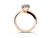 Solitaire Engagement Ring Setting for Heart-Shaped Center with Wire Band and Prong Head in Rose Gold