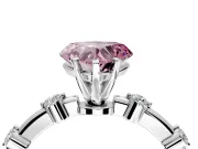 Solitaire Engagement Ring Setting for Fancy Pink Heart-Shaped Center with Bezel Station Band and Prong Head in White Gold