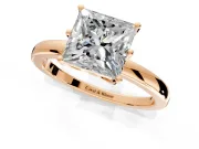Solitaire Engagement Ring Setting for Princess Cut Center with Plain Band and Tulip Prong Head in Rose Gold