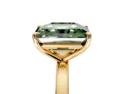 Fancy Green Asscher Cut and Emerald Cut Lab-Grown Diamond Toi et Moi Engagement Ring with Prong-Set Stones in Yellow Gold
