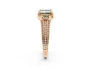 Solitaire Engagement Ring Setting for Fancy Green Princess Cut Center with Accented Split Shank and Prong Head in Rose Gold