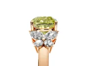 Solitaire Engagement Ring Setting for Fancy Yellow Cushion Cut Center with Marquise Flower Shoulders and Prong Head in Rose Gold