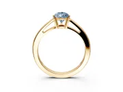 Solitaire Engagement Ring Setting for Fancy Blue Pear-Shaped Center with Open Cathedral Shoulders and Prong Head in Yellow Gold