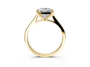 Solitaire Engagement Ring Setting for Princess Cut Center with Tapered Shoulders and Prong Head in Yellow Gold