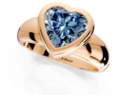 Solitaire Engagement Ring Setting for Fancy Blue Heart-Shaped Center with Wide Band and Bezel Head in Rose Gold