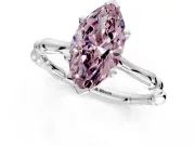 Solitaire Engagement Ring Setting for Fancy Pink Marquise Center with Bamboo Band and Prong Head in Platinum