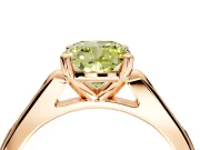 Solitaire Engagement Ring Setting for Fancy Yellow Cushion Cut Center with Channel Accents and Prong Head in Rose Gold