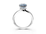 Solitaire Engagement Ring Setting for Fancy Blue Princess Cut Center with Raised Channel Band and Prong Head in Platinum