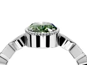 Milgrain Bezel Engagement Ring Setting for Fancy Green Oval Center with Marquise Stations and Bezel Head in Platinum