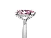 Solitaire Engagement Ring Setting for Fancy Pink Pear-Shaped Center with Plain Band, Open Basket and Prong Head in Platinum