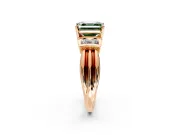 Solitaire Engagement Ring Setting for Fancy Green Asscher Cut Center with Grooved Bar Accent Band and Prong Head in Rose Gold