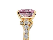 Solitaire Engagement Ring Setting for Fancy Pink Radiant Cut Center with Crossover Accents and Prong Head in Yellow Gold