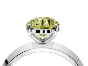 Solitaire Engagement Ring Setting for Fancy Yellow Round Cut Center with Wide Knife Ridge Band and Prong Head in Platinum
