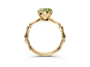 Solitaire Engagement Ring Setting for Fancy Yellow Heart-Shaped Center with Bamboo Band and Prong Head in Yellow Gold