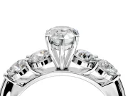 5 Stone Engagement Ring Setting for Pear-Shaped Center with Graduated Accents and Prong Head in Sterling Silver