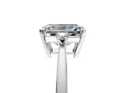 3 Stone Engagement Ring Setting for Emerald Cut Center with Low-Set Round Cut Accents and Prong Head in Sterling Silver