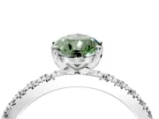 Solitaire Engagement Ring Setting for Fancy Green Pear-Shaped Center with Fine Pave Band and Claw Prong Head in Sterling Silver