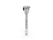 Solitaire Engagement Ring Setting for Cushion Cut Center with Widening Pave Band and Claw Prong Head in Platinum