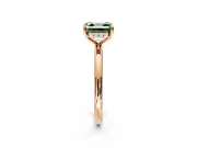 Hidden Halo Engagement Ring Setting for Fancy Green Asscher Cut Center with Thin Rounded Band and Prong Head in Rose Gold