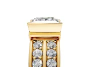 Bezel Engagement Ring Setting for Princess Cut Center with Wide Channel-Set Band and Bezel Head in Yellow Gold