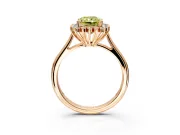 Starburst Halo Engagement Ring Setting for Fancy Yellow Radiant Cut Center with Thin Round-Wire Band and Prong Head in Rose Gold