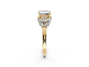 Leaf Cluster Engagement Ring Setting for Princess Cut Center with Marquise Accents and Prong Head in Yellow Gold