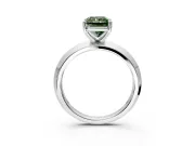 Solitaire Engagement Ring Setting for Fancy Green Radiant Cut Center with Wide Knife Ridge Band and Prong Head in White Gold