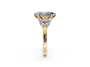 Leaf Cluster Engagement Ring Setting for Fancy Blue Marquise Center with Marquise Accents and Prong Head in Yellow Gold
