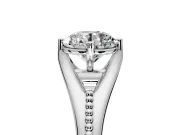 Solitaire Engagement Ring Setting for Round Cut Center with Milgrain Cathedral Band and Prong Head in Sterling Silver
