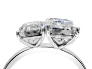 Emerald Cut and Emerald Cut Lab-Grown Diamond Toi et Moi Engagement Ring with Prong-Set Stones in Platinum