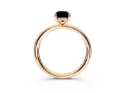 Hidden Halo Engagement Ring Setting for Fancy Black Emerald Cut Center with Thin Rounded Band and Prong Head in Rose Gold
