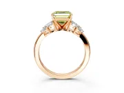 Leaf Cluster Engagement Ring Setting for Fancy Yellow Asscher Cut Center with Marquise Accents and Prong Head in Rose Gold