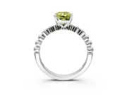 Solitaire Engagement Ring Setting for Fancy Yellow Radiant Cut Center with Bezel-Dot Beaded Band and Prong Head in Sterling Silver