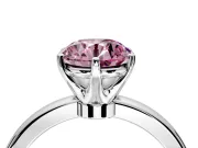 Solitaire Engagement Ring Setting for Fancy Pink Round Cut Center with Plain Band and Tulip Prong Head in Platinum