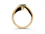 Tension Engagement Ring Setting for Fancy Green Heart-Shaped Center with Wide Tapered Band and Tension Head in Yellow Gold