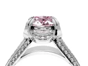 Solitaire Engagement Ring Setting for Fancy Pink Oval Center with Accented Split Shank and Prong Head in Platinum