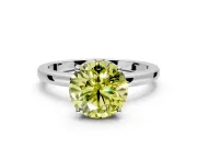 Solitaire Engagement Ring Setting for Fancy Yellow Round Cut Center with Fine Wire Band and Prong Head in Platinum