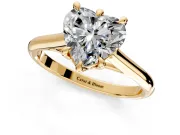 Solitaire Engagement Ring Setting for Heart-Shaped Center with Cathedral Band and Prong Head in Yellow Gold