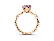 Solitaire Engagement Ring Setting for Fancy Pink Heart-Shaped Center with Bamboo Band and Prong Head in Rose Gold