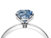Solitaire Engagement Ring Setting for Fancy Blue Cushion Cut Center with Thin Rounded Plain Band and Prong Head in White Gold