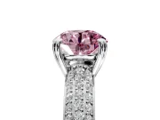 Solitaire Engagement Ring Setting for Fancy Pink Round Cut Center with Multi-Row Pave Accents and Basket Head in Sterling Silver