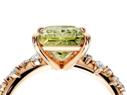 Solitaire Engagement Ring Setting for Fancy Yellow Princess Cut Center with Trailing Leaf Accent Band and Prong Head in Rose Gold