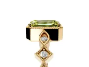 Milgrain Bezel Engagement Ring Setting for Fancy Yellow Emerald Cut Center with Marquise Stations and Bezel Head in Yellow Gold