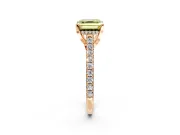Solitaire Engagement Ring Setting for Fancy Yellow Asscher Cut Center with Widening Pave Band and Claw Prong Head in Rose Gold