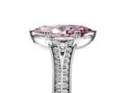 Solitaire Engagement Ring Setting for Fancy Pink Marquise Center with Pave Rail Split Shank and Prong Head in White Gold