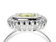 Halo Engagement Ring Setting for Fancy Yellow Radiant Cut Center with Milgrain Bezel Rim, Plain Band and Prong Head in Platinum